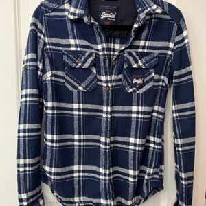 Superdry Blue and Cream Flannel Shirt